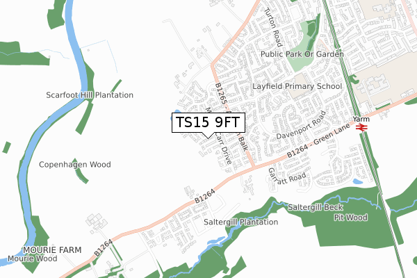 TS15 9FT map - small scale - OS Open Zoomstack (Ordnance Survey)