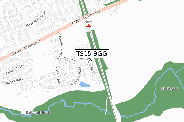 TS15 9GG map - large scale - OS Open Zoomstack (Ordnance Survey)