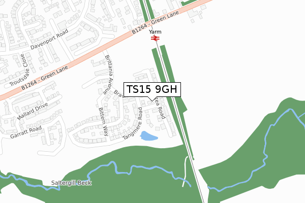 TS15 9GH map - large scale - OS Open Zoomstack (Ordnance Survey)