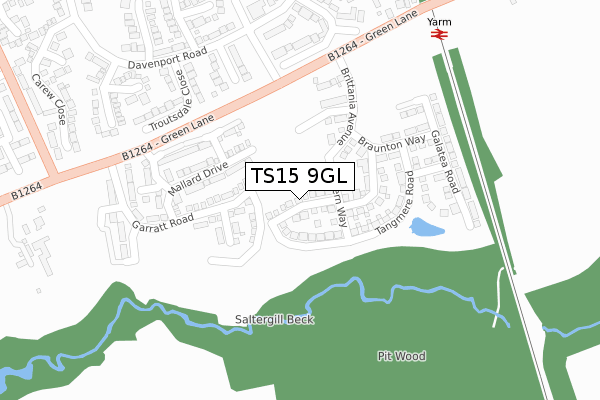 TS15 9GL map - large scale - OS Open Zoomstack (Ordnance Survey)