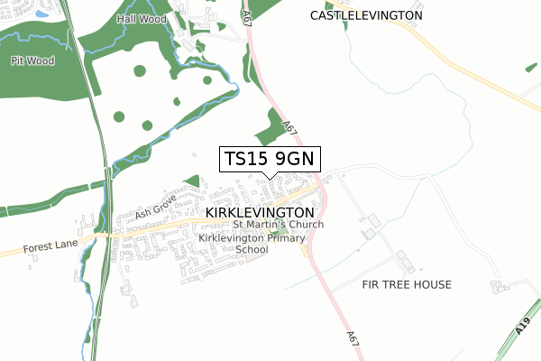 TS15 9GN map - small scale - OS Open Zoomstack (Ordnance Survey)