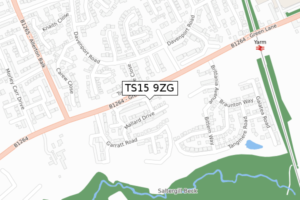 TS15 9ZG map - large scale - OS Open Zoomstack (Ordnance Survey)