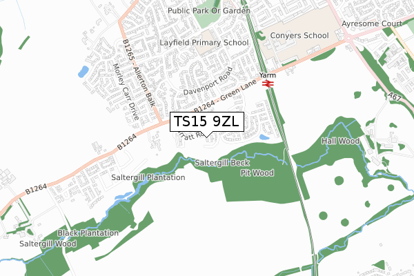 TS15 9ZL map - small scale - OS Open Zoomstack (Ordnance Survey)