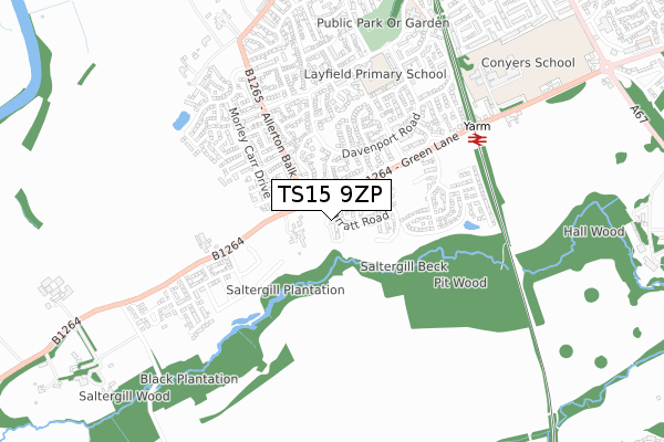 TS15 9ZP map - small scale - OS Open Zoomstack (Ordnance Survey)