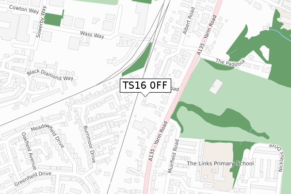 TS16 0FF map - large scale - OS Open Zoomstack (Ordnance Survey)