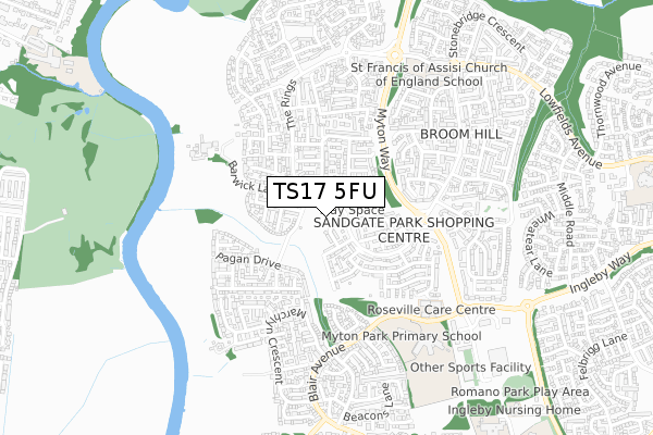 TS17 5FU map - small scale - OS Open Zoomstack (Ordnance Survey)