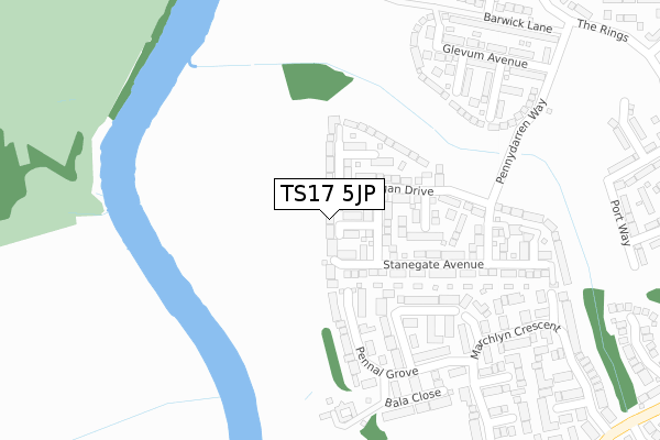 TS17 5JP map - large scale - OS Open Zoomstack (Ordnance Survey)
