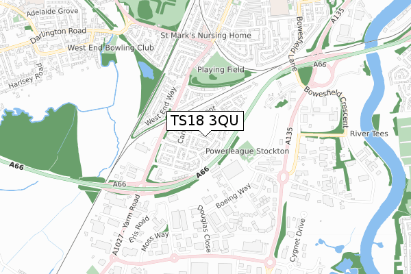 TS18 3QU map - small scale - OS Open Zoomstack (Ordnance Survey)