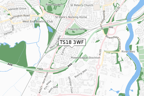 TS18 3WF map - small scale - OS Open Zoomstack (Ordnance Survey)