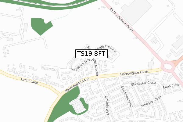 TS19 8FT map - large scale - OS Open Zoomstack (Ordnance Survey)