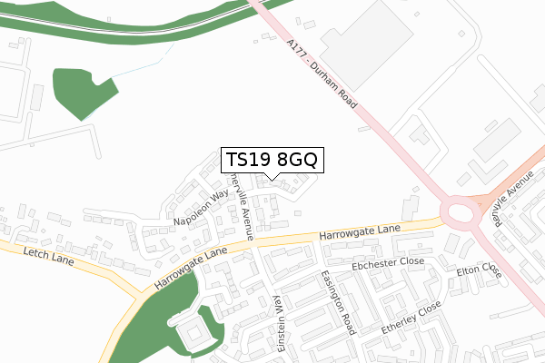 TS19 8GQ map - large scale - OS Open Zoomstack (Ordnance Survey)