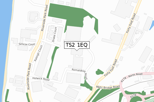 TS2 1EQ map - large scale - OS Open Zoomstack (Ordnance Survey)