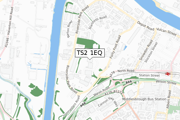 TS2 1EQ map - small scale - OS Open Zoomstack (Ordnance Survey)