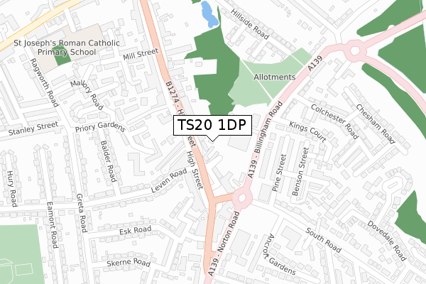 TS20 1DP map - large scale - OS Open Zoomstack (Ordnance Survey)