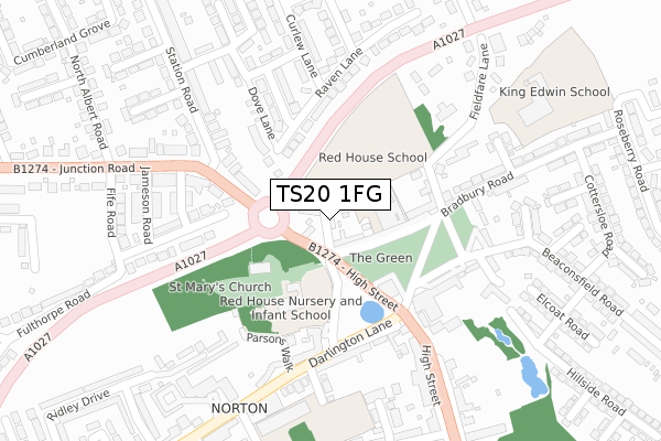 TS20 1FG map - large scale - OS Open Zoomstack (Ordnance Survey)