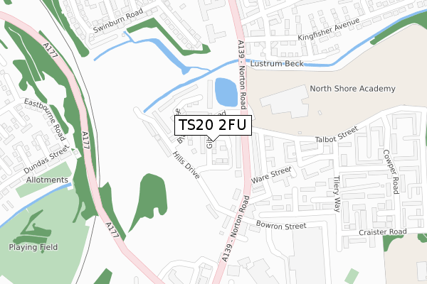 TS20 2FU map - large scale - OS Open Zoomstack (Ordnance Survey)