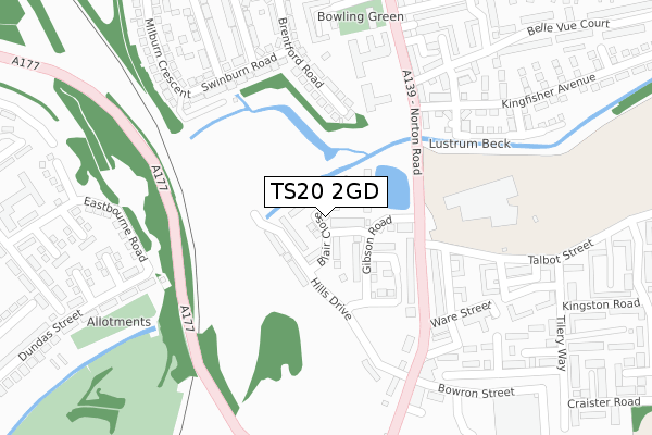 TS20 2GD map - large scale - OS Open Zoomstack (Ordnance Survey)