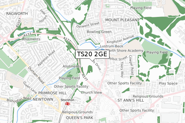 TS20 2GE map - small scale - OS Open Zoomstack (Ordnance Survey)