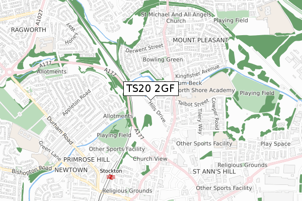 TS20 2GF map - small scale - OS Open Zoomstack (Ordnance Survey)