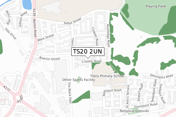 TS20 2UN map - large scale - OS Open Zoomstack (Ordnance Survey)