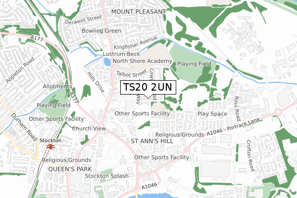 TS20 2UN map - small scale - OS Open Zoomstack (Ordnance Survey)