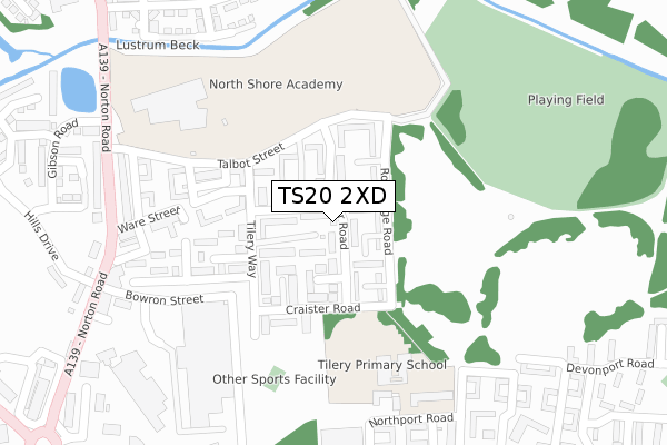 TS20 2XD map - large scale - OS Open Zoomstack (Ordnance Survey)