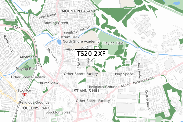 TS20 2XF map - small scale - OS Open Zoomstack (Ordnance Survey)