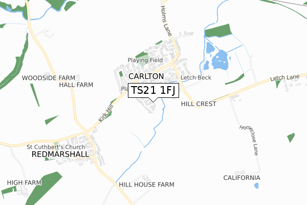 TS21 1FJ map - small scale - OS Open Zoomstack (Ordnance Survey)