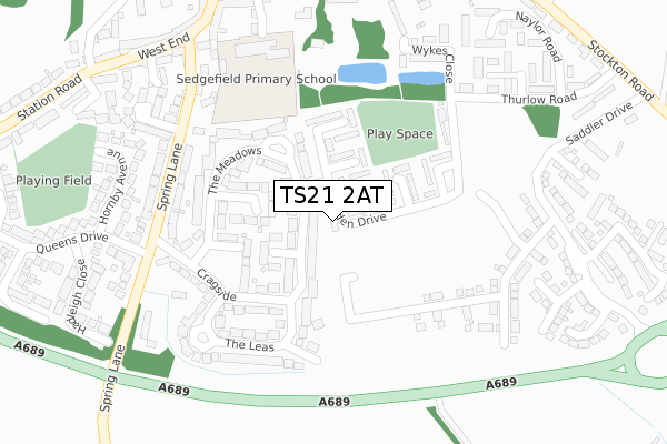 TS21 2AT map - large scale - OS Open Zoomstack (Ordnance Survey)