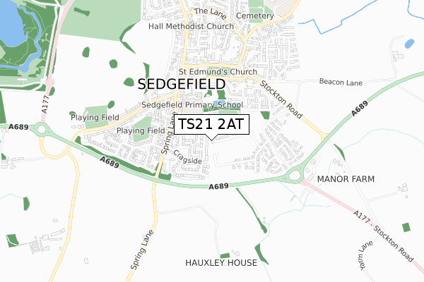 TS21 2AT map - small scale - OS Open Zoomstack (Ordnance Survey)