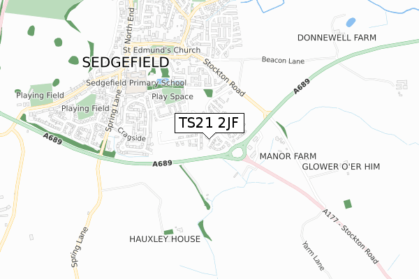 TS21 2JF map - small scale - OS Open Zoomstack (Ordnance Survey)