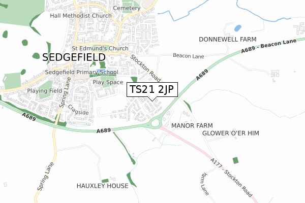 TS21 2JP map - small scale - OS Open Zoomstack (Ordnance Survey)