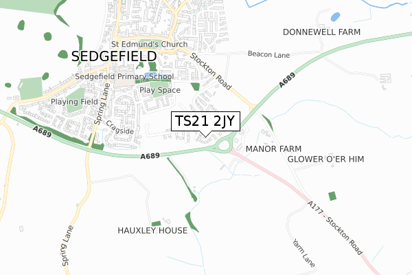 TS21 2JY map - small scale - OS Open Zoomstack (Ordnance Survey)