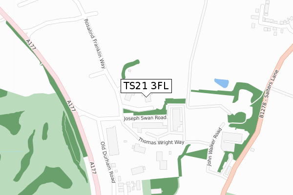 TS21 3FL map - large scale - OS Open Zoomstack (Ordnance Survey)