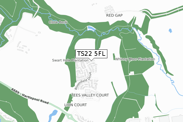 TS22 5FL map - small scale - OS Open Zoomstack (Ordnance Survey)