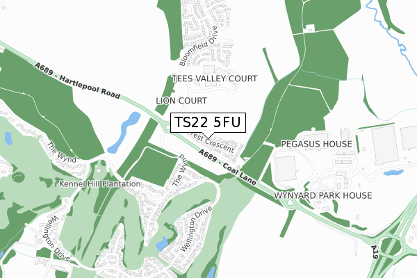 TS22 5FU map - small scale - OS Open Zoomstack (Ordnance Survey)