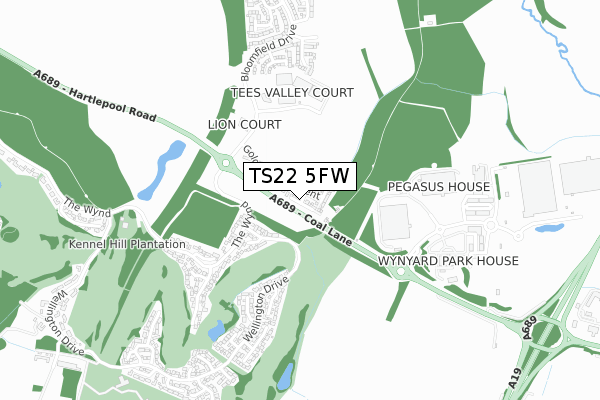 TS22 5FW map - small scale - OS Open Zoomstack (Ordnance Survey)