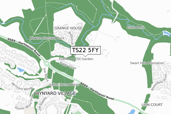 TS22 5FY map - small scale - OS Open Zoomstack (Ordnance Survey)