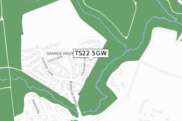 TS22 5GW map - large scale - OS Open Zoomstack (Ordnance Survey)