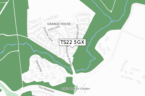 TS22 5GX map - large scale - OS Open Zoomstack (Ordnance Survey)