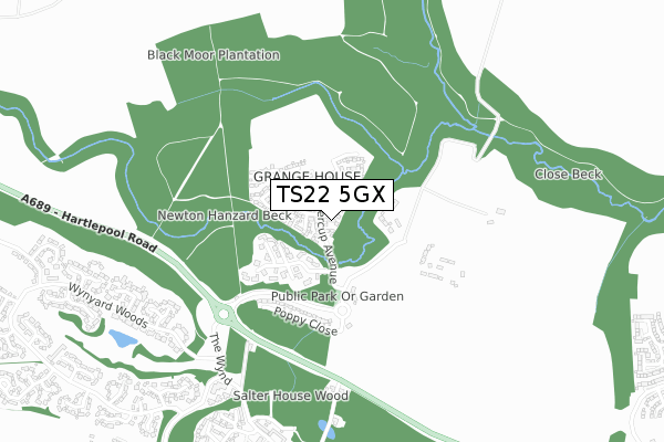 TS22 5GX map - small scale - OS Open Zoomstack (Ordnance Survey)