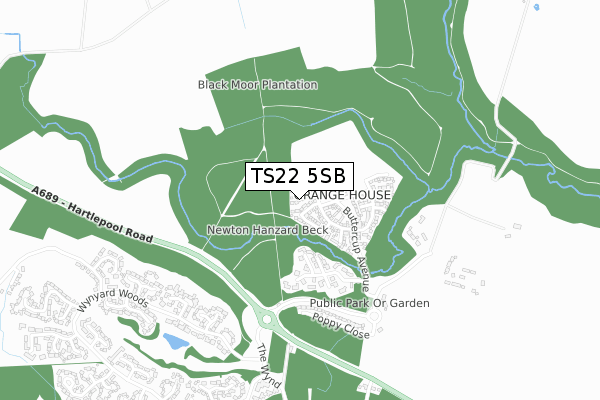 TS22 5SB map - small scale - OS Open Zoomstack (Ordnance Survey)