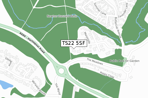 TS22 5SF map - large scale - OS Open Zoomstack (Ordnance Survey)