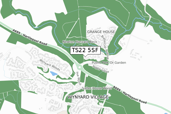 TS22 5SF map - small scale - OS Open Zoomstack (Ordnance Survey)