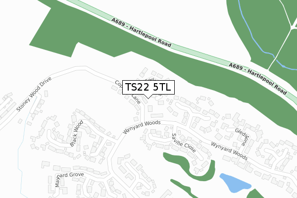 TS22 5TL map - large scale - OS Open Zoomstack (Ordnance Survey)