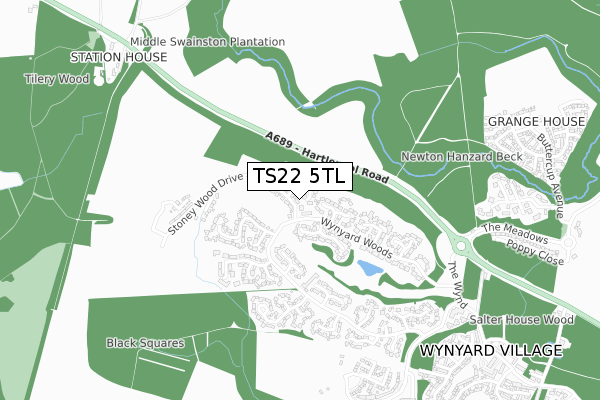 TS22 5TL map - small scale - OS Open Zoomstack (Ordnance Survey)