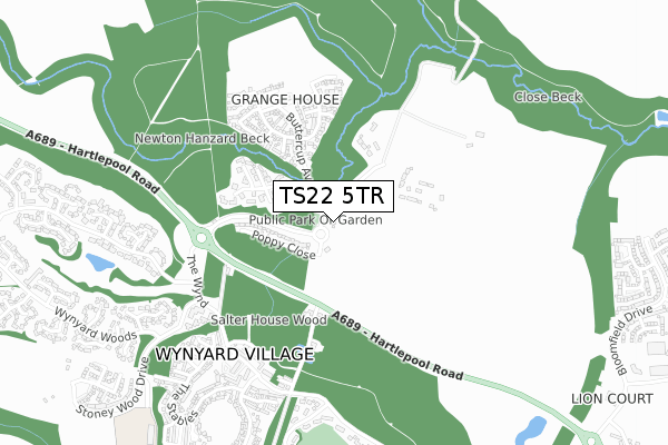 TS22 5TR map - small scale - OS Open Zoomstack (Ordnance Survey)