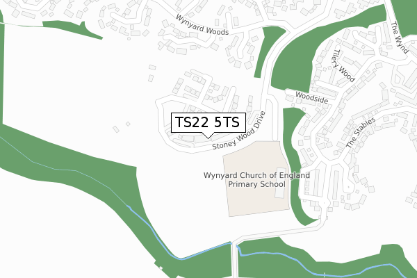 TS22 5TS map - large scale - OS Open Zoomstack (Ordnance Survey)