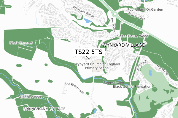 TS22 5TS map - small scale - OS Open Zoomstack (Ordnance Survey)