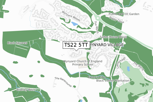 TS22 5TT map - small scale - OS Open Zoomstack (Ordnance Survey)